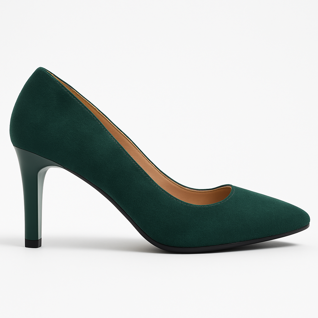 Pantofi Dama Din Piele Naturala Verde Velur 872