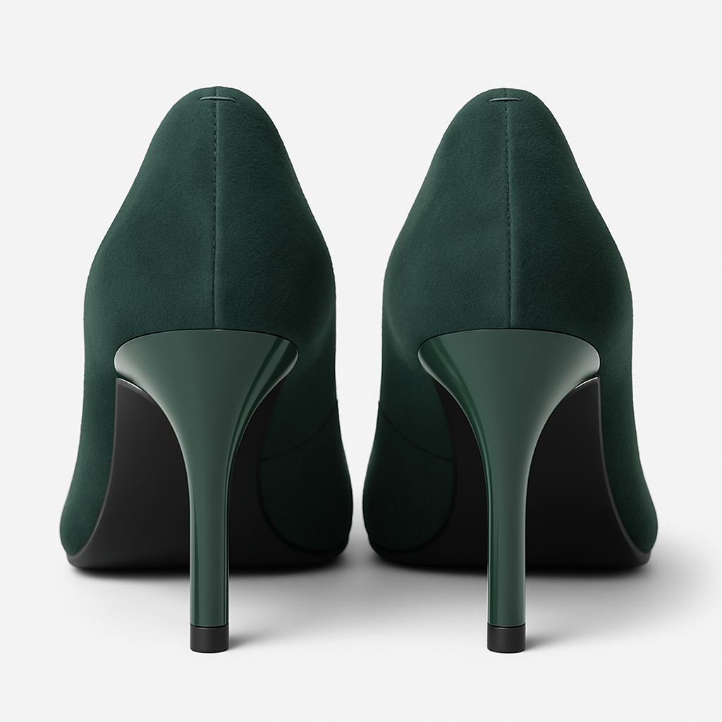 Pantofi Dama Din Piele Naturala Verde Velur 872