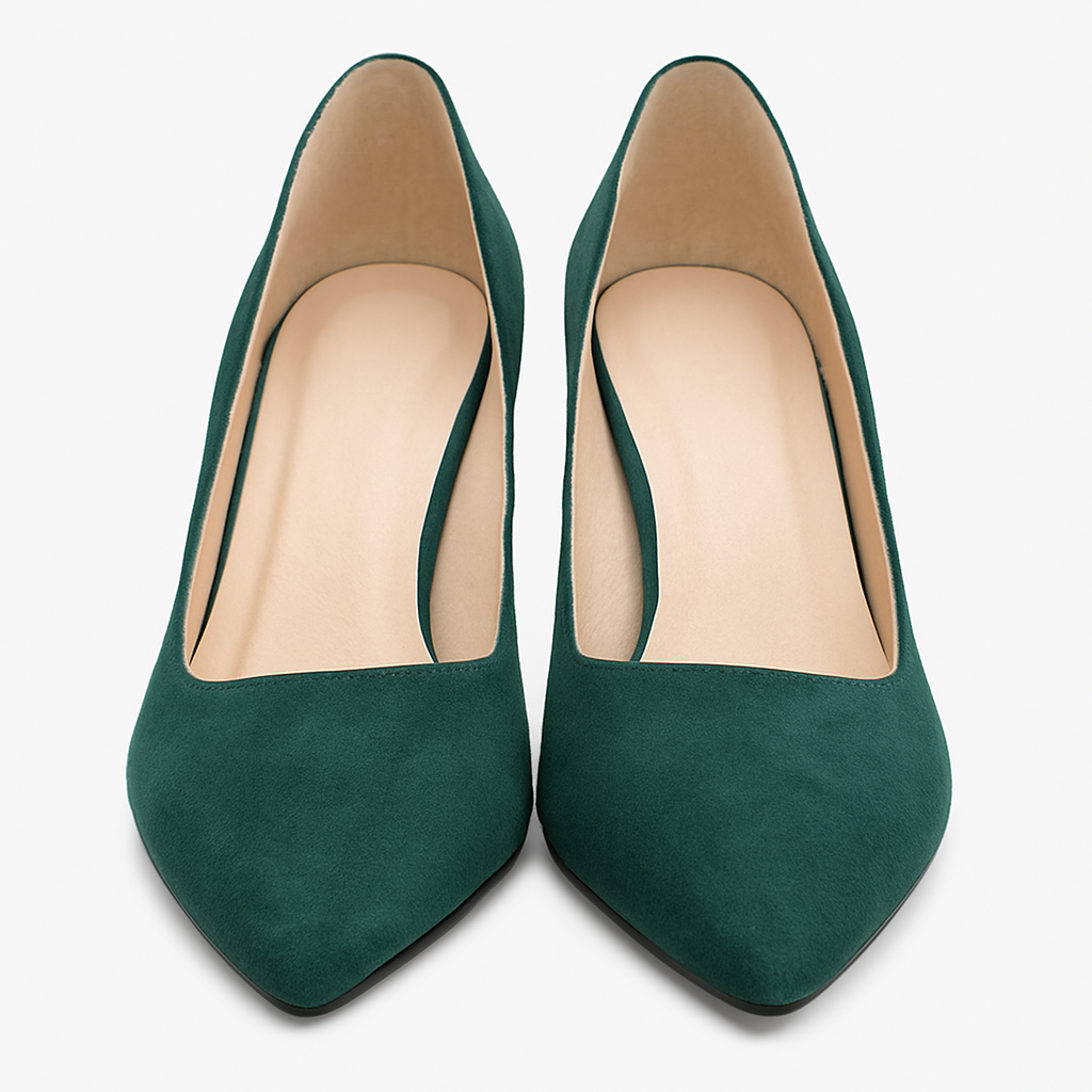 Pantofi Dama Din Piele Naturala Verde Velur 872