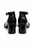Sandale Dama Din Piele Naturala Negru Croco 813