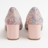Pantofi Dama Din Piele Naturala Roz Cu Flori 820