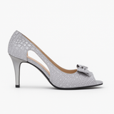 Pantofi Dama Din Piele Naturala Argintiu Velur 739