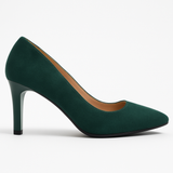 Pantofi Dama Din Piele Naturala Verde Velur 872