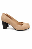 Pantofi dama cu toc gros din piele Camel Deschis 2138
