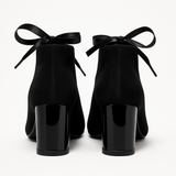 Botine Dama Din Piele Naturala Negru Velur 915