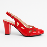 Pantofi Dama Din Piele Naturala Rosu Velur 245