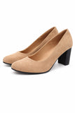Pantofi dama cu toc gros din piele Camel Deschis 2138