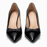 Pantofi Dama Din Piele Naturala Negru Cu Funda 871
