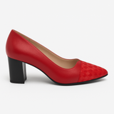 Pantofi Dama Din Piele Naturala Roșu Cu Imprimeu Din Velur 935