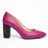 Pantofi Dama Din Piele Naturala Mov Cu Flori 558