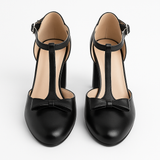 Pantofi Dama Din Piele Naturala Negru Cu Fundă 832