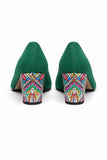 Pantofi Dama Din Piele Naturala Verde Velur 823