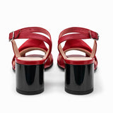 Sandale Dama Din Piele Naturala Roșu Cu Funda 838