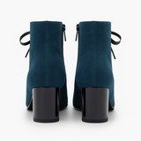 Botine Dama Din Piele Naturala Velur Turcoaz 914