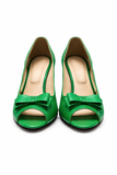Pantofi Dama Din Piele Naturala Verde Deschis Cu Funda 739