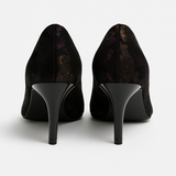 Pantofi Dama Din Piele Naturala Negru Velur Colorat 872