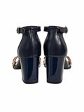 Sandale Dama Din Piele Naturala Bleumarin+Mozaic 813
