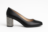 Pantofi Dama Din Piele Naturala Negru Cu Toc Îmbrăcat 823