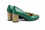 Pantofi Dama Din Piele Naturala Verde Cu Accesoriu 823