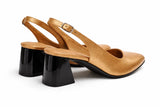 Pantofi Dama Din Piele Naturala Auriu Satinat 842