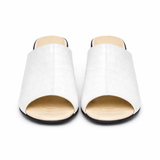 Saboti dama din piele naturala alb 3014