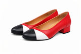 Pantofi Dama Din Piele Naturala Roșu + Alb + Bleumarin 828