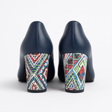 Pantofi Dama Din Piele Naturala Bleumarin Cu Imprimeu 750