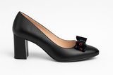 Pantofi Dama Din Piele Naturala Negru Cu Fundă 814