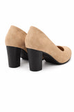 Pantofi dama cu toc gros din piele Camel Deschis 2138