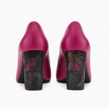 Pantofi Dama Din Piele Naturala Mov Cu Flori 558