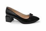Pantofi Dama Din Piele Naturala Negru Cu Fundă 558