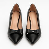 Pantofi Dama Din Piele Naturala Negru Cu Funda 814