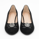 Pantofi Dama Din Piele Naturala Negru Velur Cu Accesoriu 933