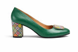 Pantofi Dama Din Piele Naturala Verde Cu Accesoriu 823