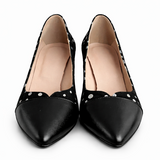 Pantofi Dama Din Piele Naturală Negru Cu Buline 935