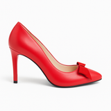 Pantofi Dama Din Piele Naturala Roșu Cu Fundă 872