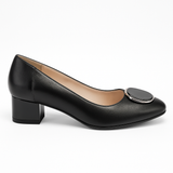 Pantofi Dama Din Piele Naturala Negru Cu Accesoriu 786