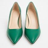 Pantofi Dama Din Piele Naturala Verde Cu Toc Colorat 872
