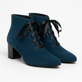 Botine Dama Din Piele Naturala Velur Turcoaz 914