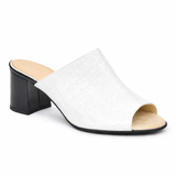 Saboti dama din piele naturala alb 3014