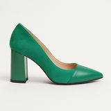 Pantofi Dama Din Piele Naturala Verde Cu Velur 880