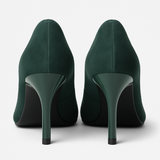 Pantofi Dama Din Piele Naturala Verde Velur 872