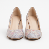 Pantofi Dama Din Piele Naturala Roz Cu Flori 820