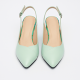 Pantofi Dama Din Piele Naturala Verde Deschis Cu Toc Îmbrăcat 702