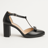 Pantofi Dama Din Piele Naturala Negru Cu Fundă 832
