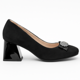 Pantofi Dama Din Piele Naturala Negru Velur Cu Accesoriu 933