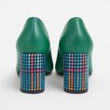 Pantofi Dama Din Piele Naturala Verde Cu Toc Colorat 872
