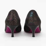 Pantofi Dama Din Piele Naturala Mov Cu Flori 750