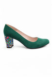 Pantofi Dama Din Piele Naturala Verde Velur 823