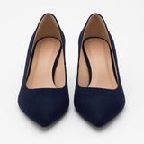 Pantofi Dama Din Piele Naturala Velur Bleumarin 558